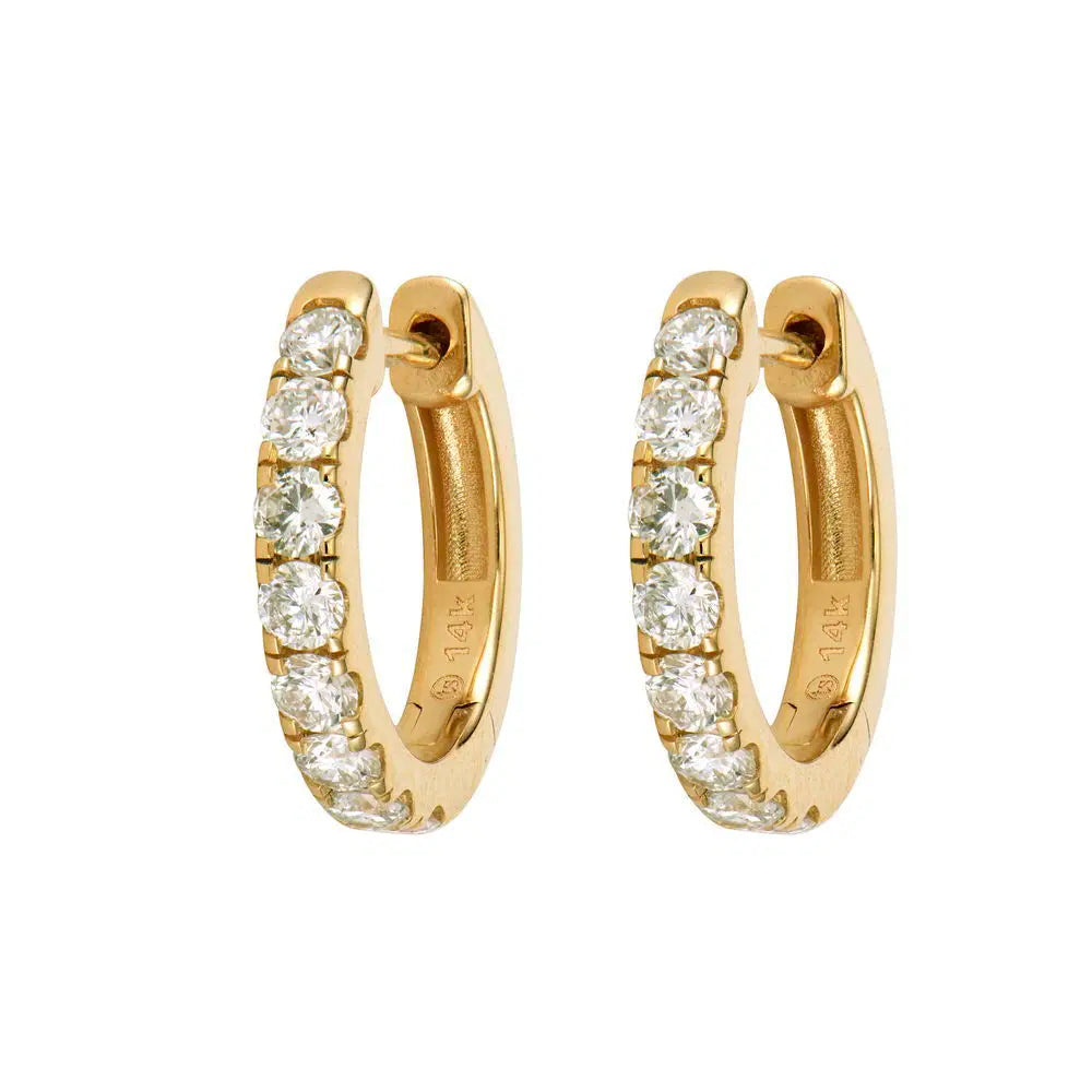 Medium Diamond Huggie Hoop Earrings