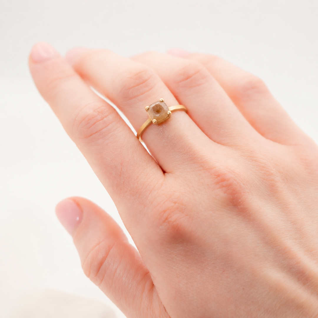 Four Prong Opaque Diamond Ring