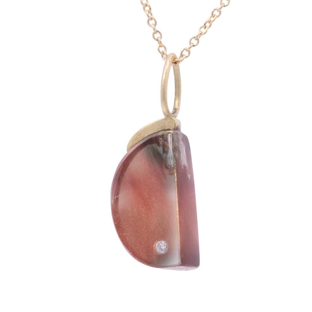 Sunstone with Inset Diamond Moon Charm