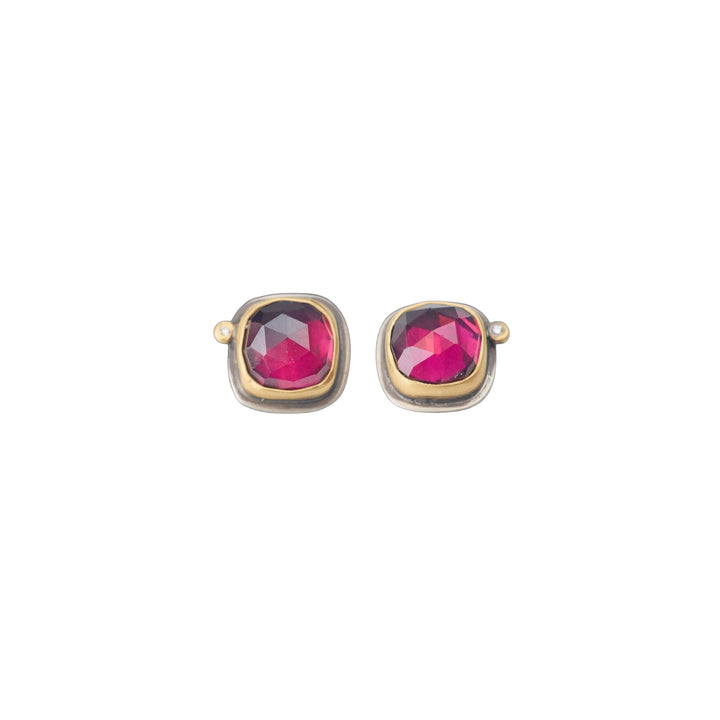 Rhodolite Garnet and Diamond Earrings