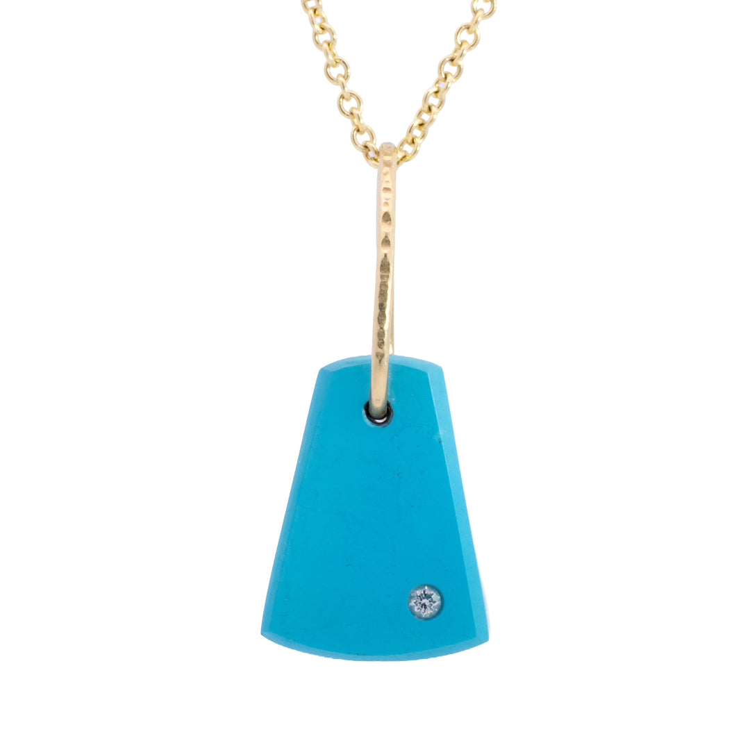 Blue Turquoise with Diamond Pebble Charm