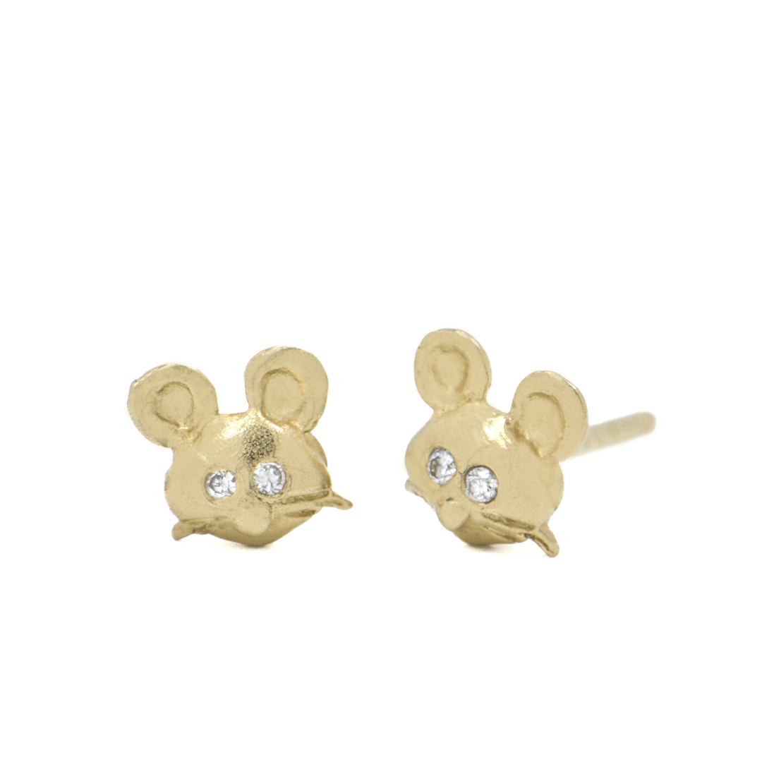 Diamond Eyes Mouse Post Earrings
