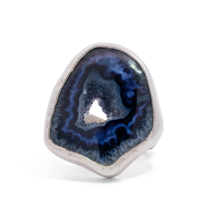 Asymmetrical Blue Agate Ring