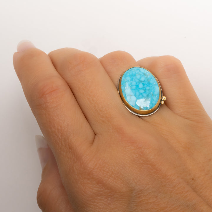 Kingman Turquoise and Diamond Ring