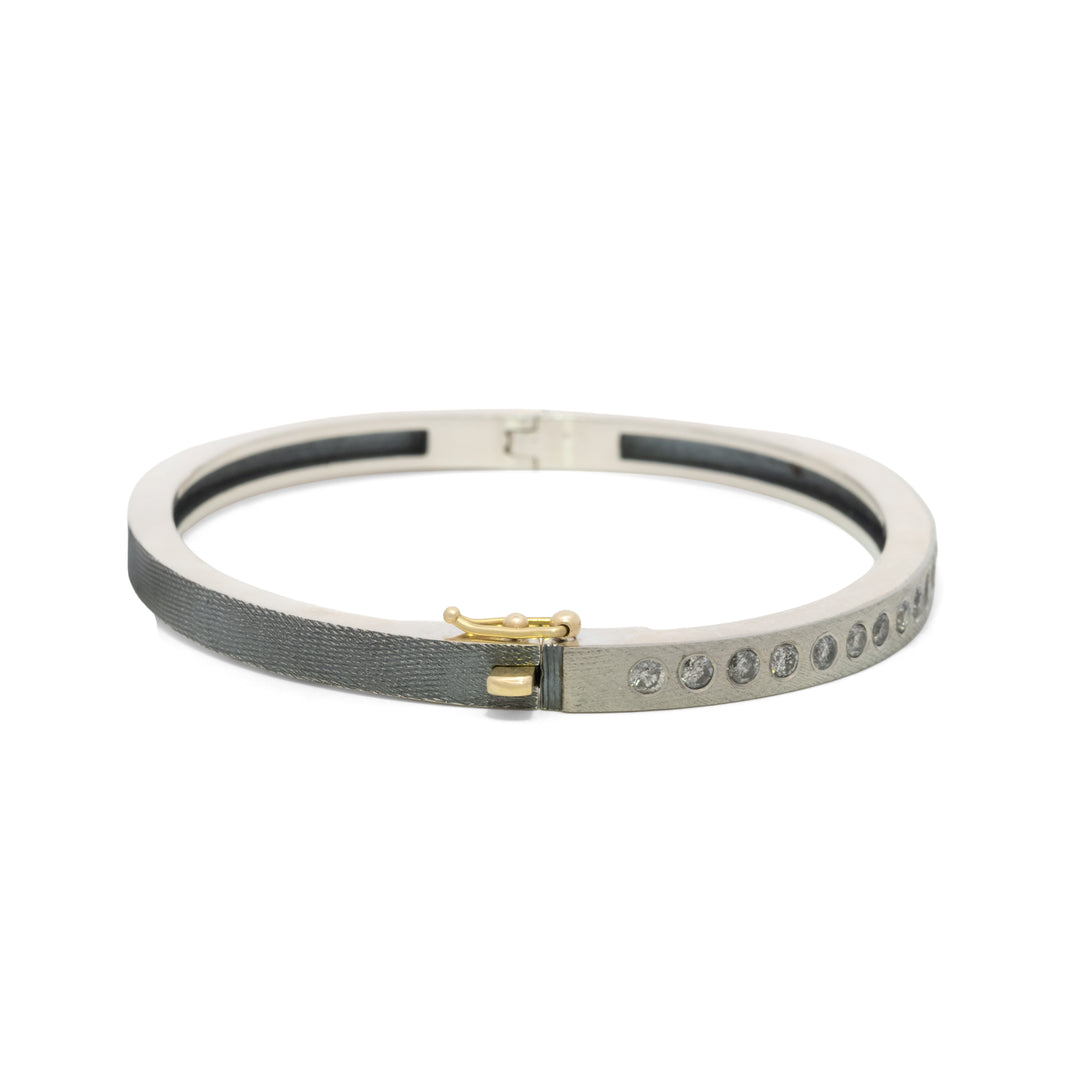 Trunk Show 4mm Adam Plus Salt & Pepper Diamond Bangle Bracelet