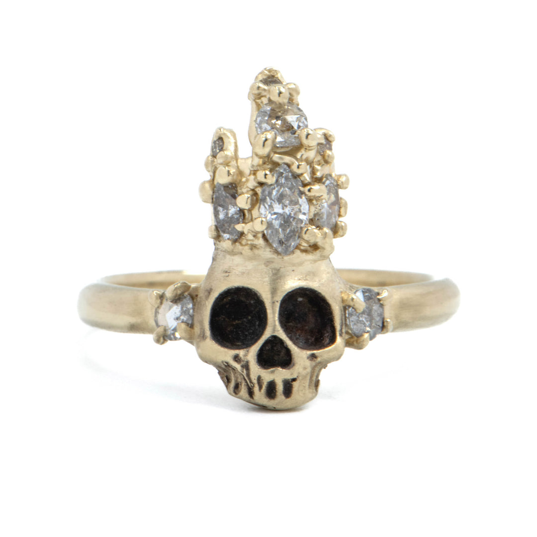 Diamond Crown Skull Ring