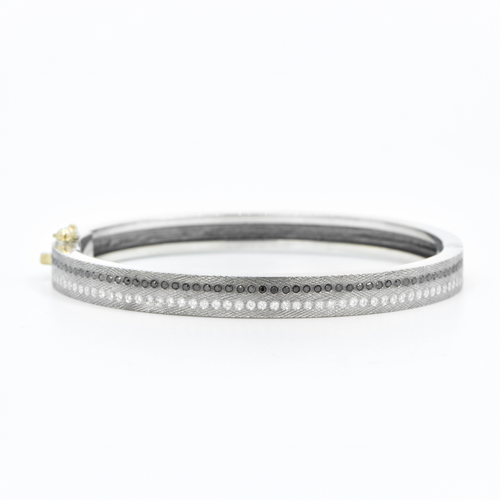 6mm Adam Black & White Diamond Bangle Bracelet