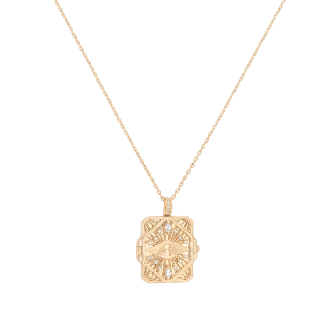 Diamond Key Open Book Necklace