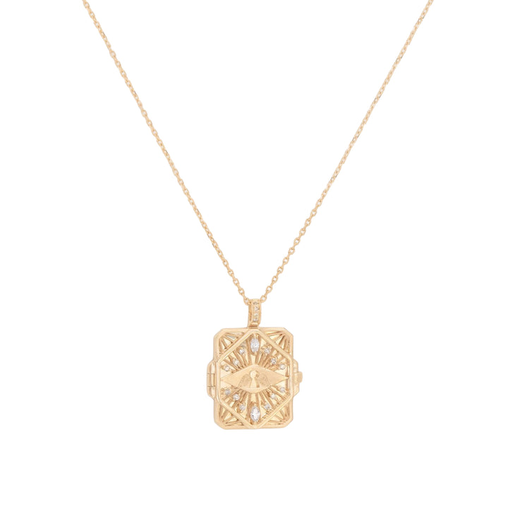 Diamond Key Open Book Necklace