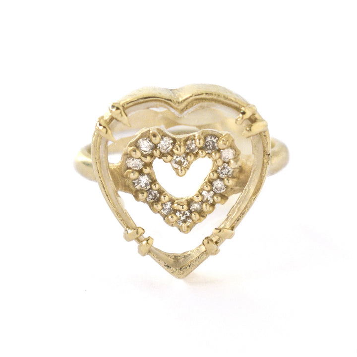 Prong Set Heart Crystal Slice & Diamond Ring