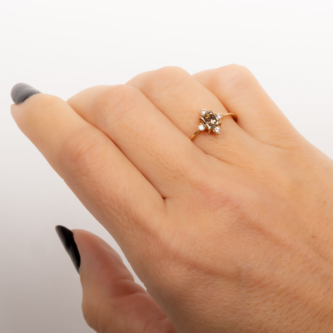 Cognac & White Diamond Ring