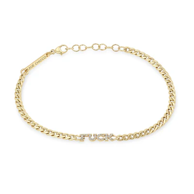 F*#K Pavé Diamond Curb Chain Bracelet