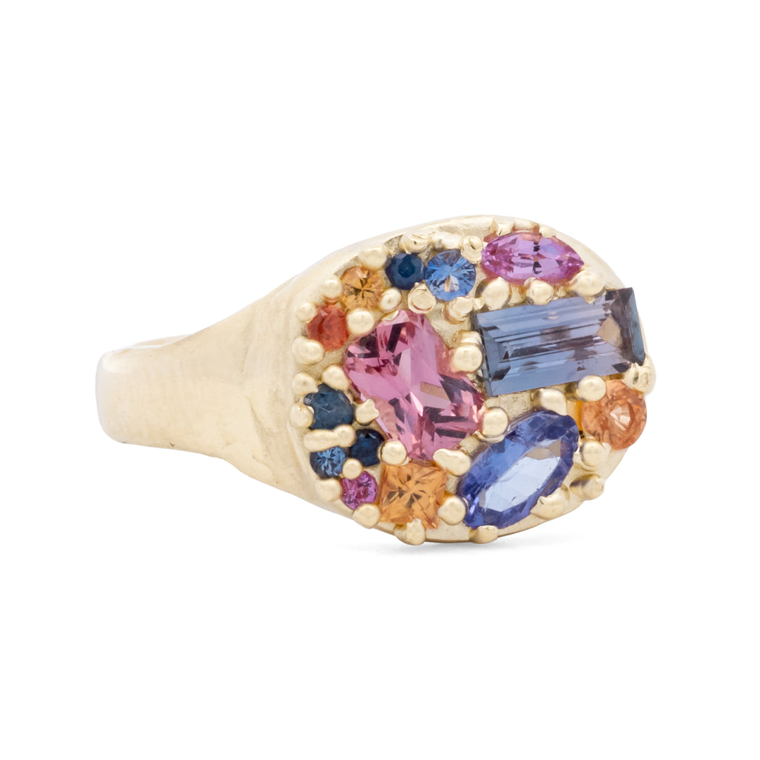 Vivid Multicolor Sapphire Cluster Ring