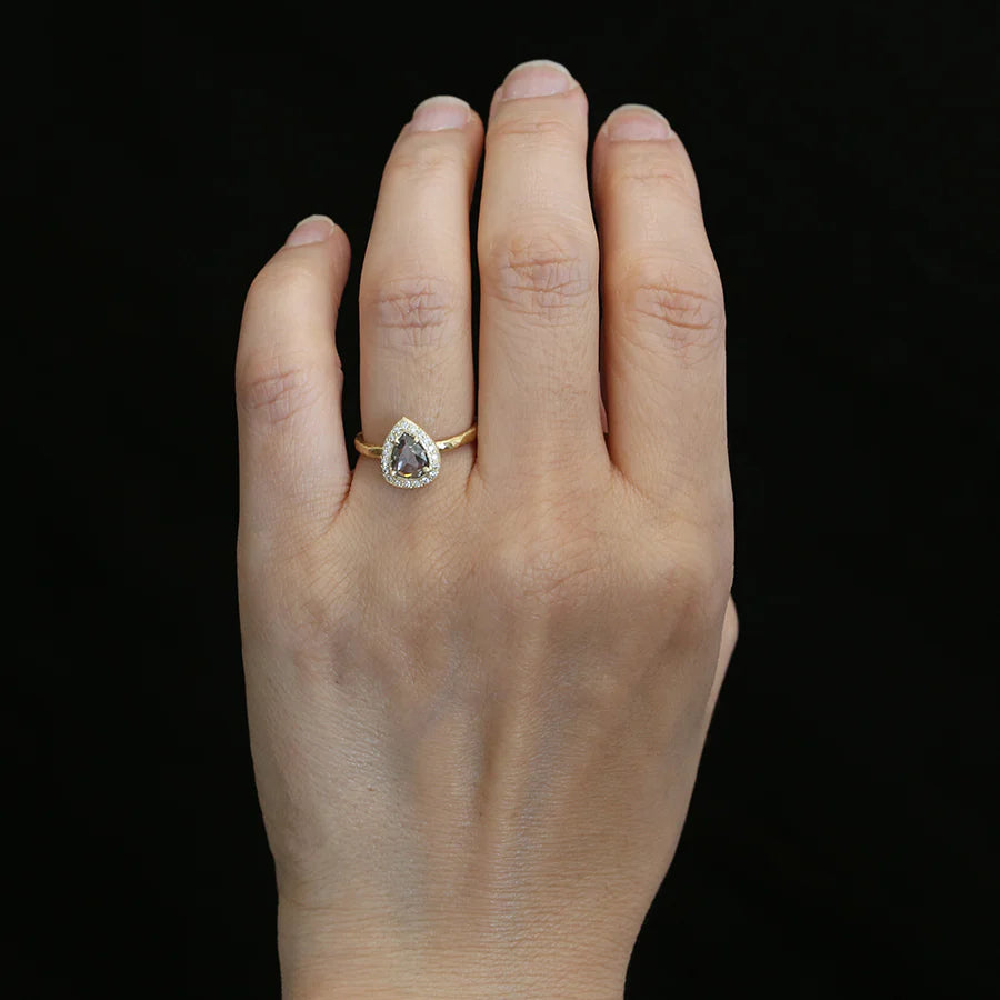 Black Diamond Pear Shaped Ring
