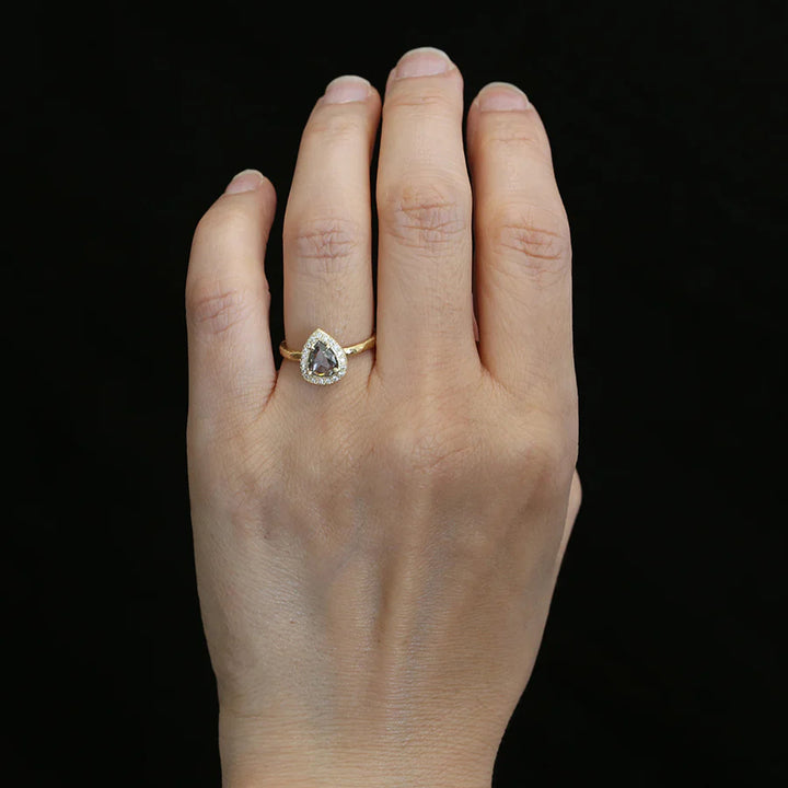 Black Diamond Pear Shaped Ring