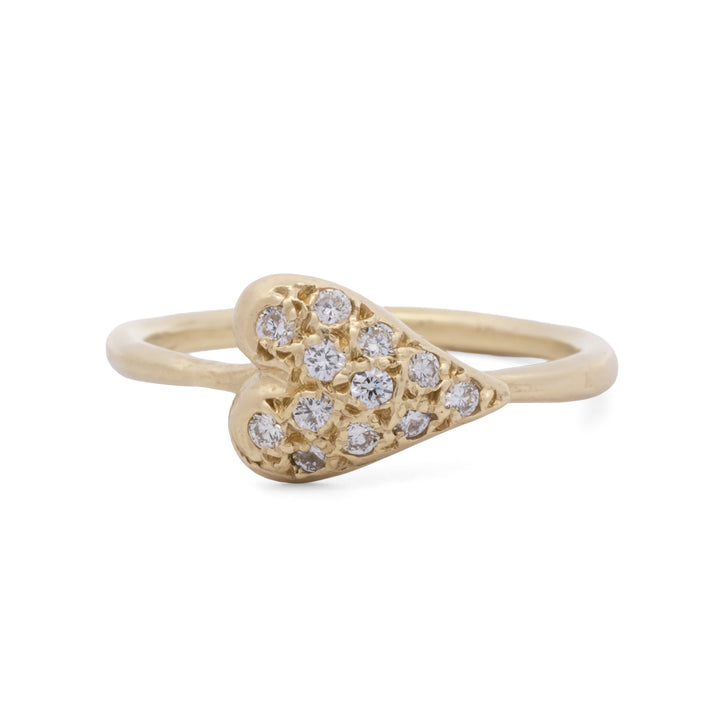 Large Pave Diamond Heart Ring