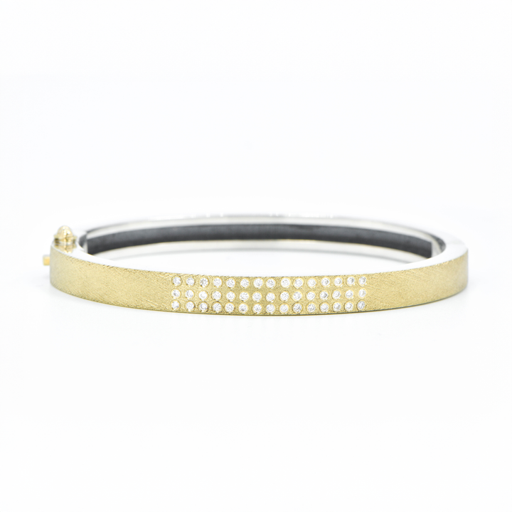 6mm Iman Diamond Two Tone Bangle Bracelet