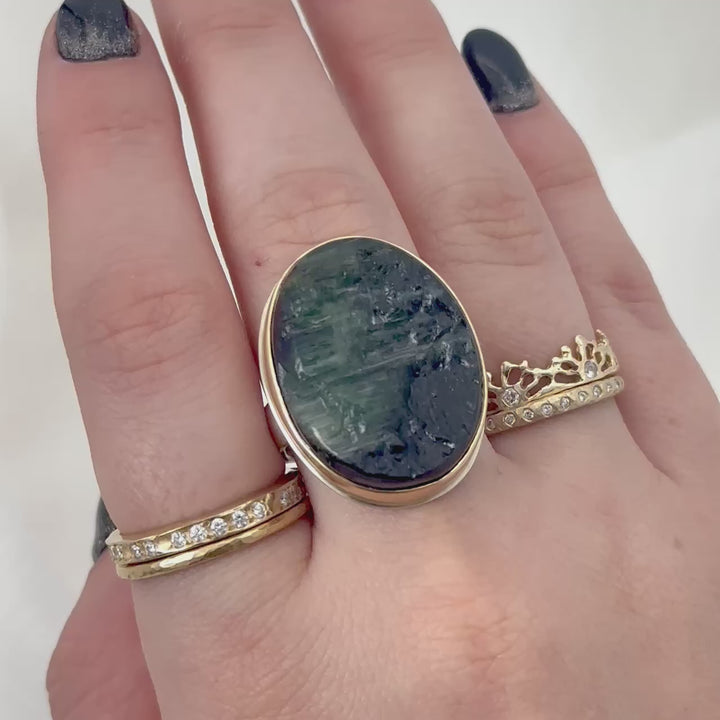 Surface Cut Green Tourmaline Ring