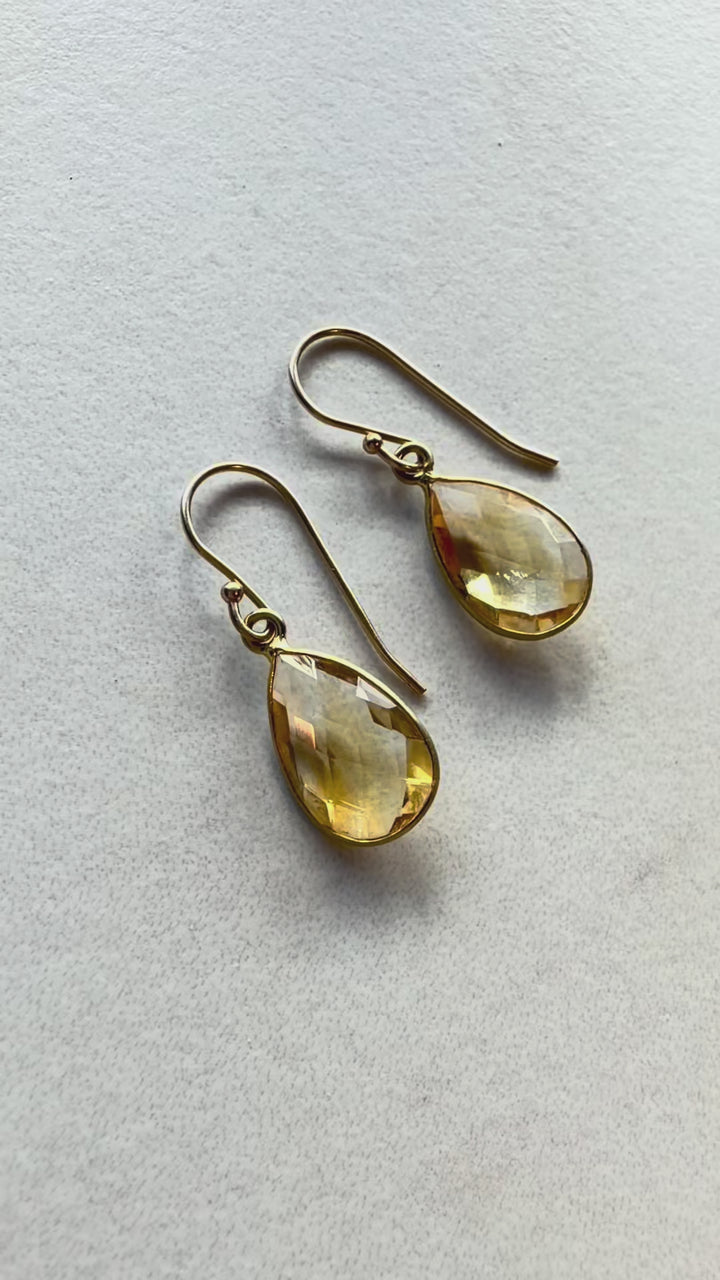 Teardrop Citrine Drop Earrings