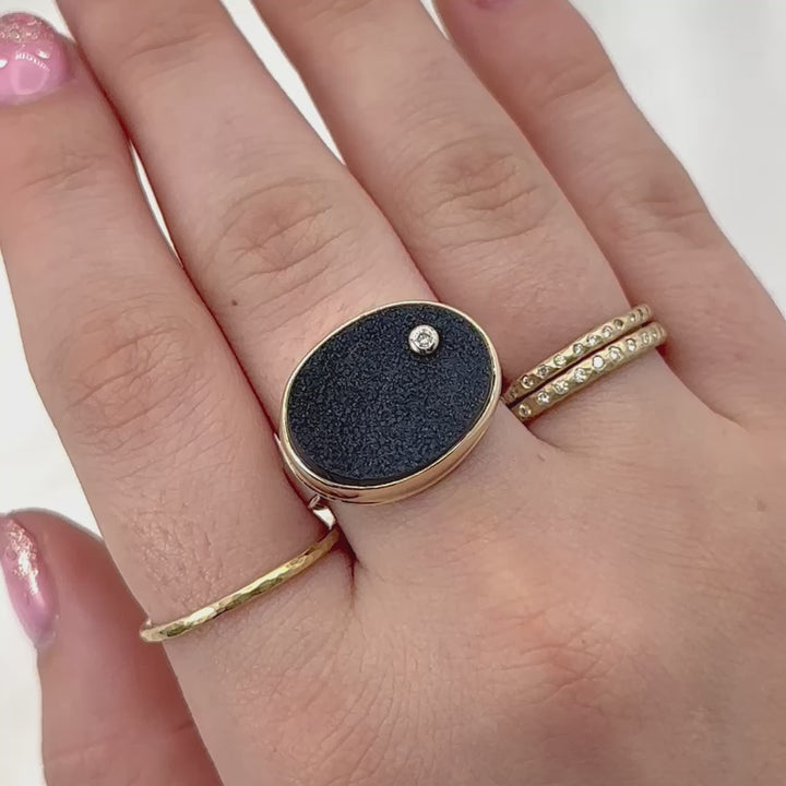 Oval Brazilian Black Druzy Ring