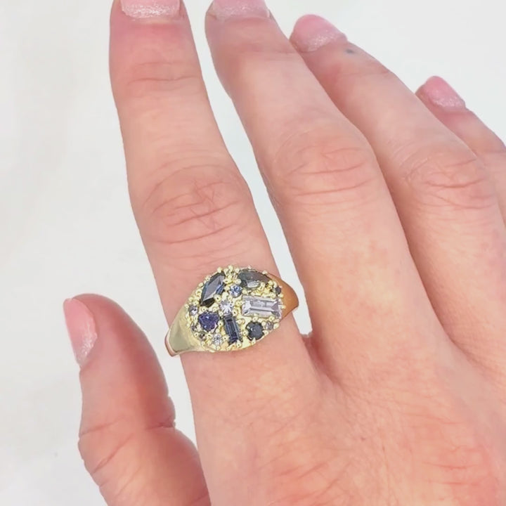 Blue Sapphire Cluster Ring