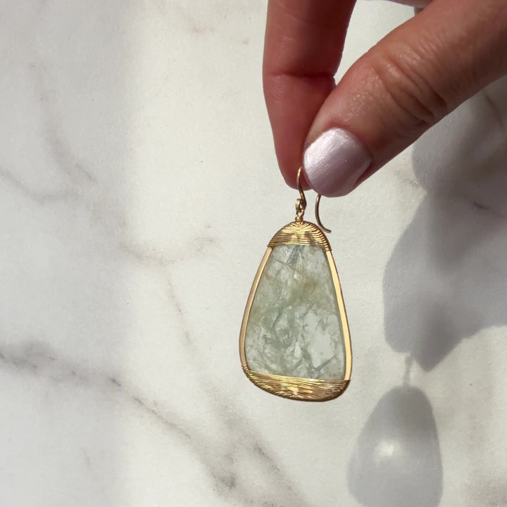 Aquamarine Wire Wrapped Drop Earrings