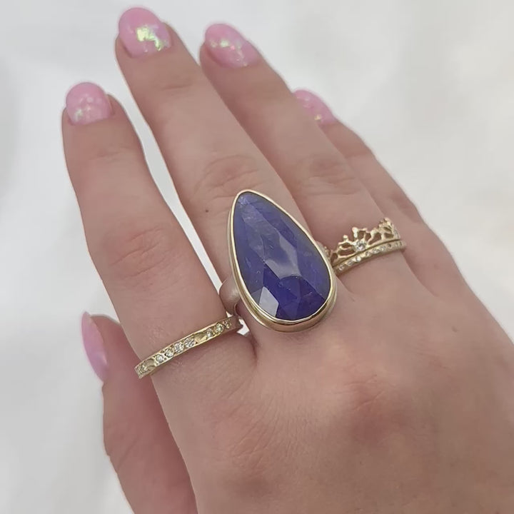 Teardrop Iolite Ring