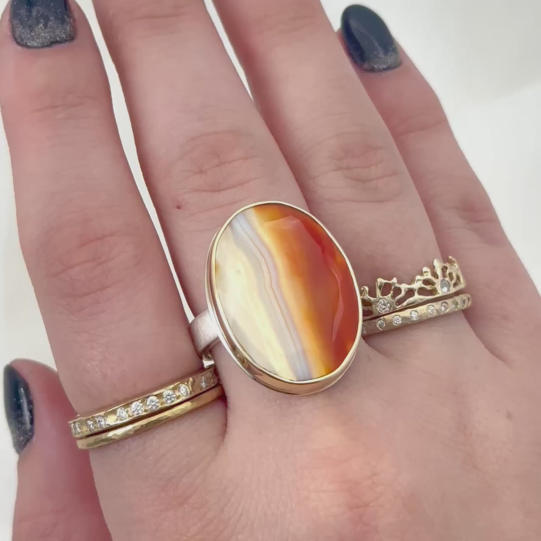 Oval Rose Cut Carnelian Ring