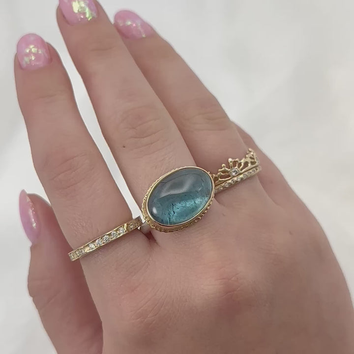 Cabochon Blue Tourmaline Ring