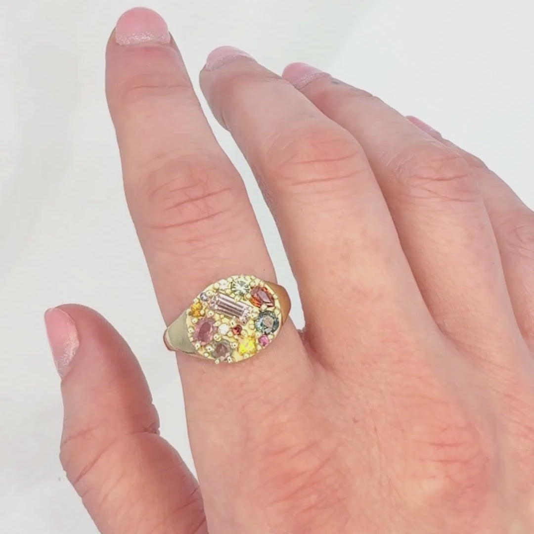 Pastel Multicolor Sapphire Cluster Ring