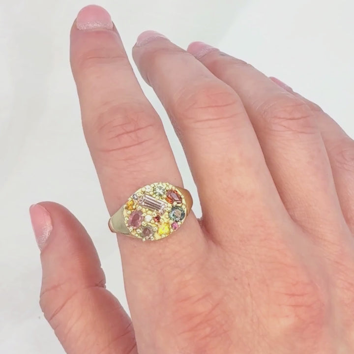 Pastel Multicolor Sapphire Cluster Ring