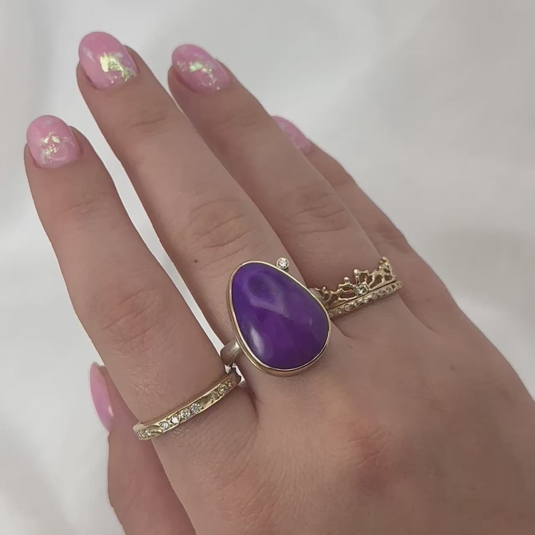 Sugilite + Satellite Diamond Ring