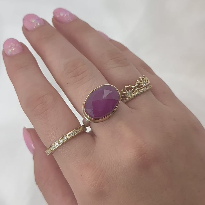 Oval Rose Cut Indian Ruby Ring