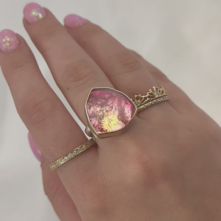 Pink Tourmaline Slice Ring