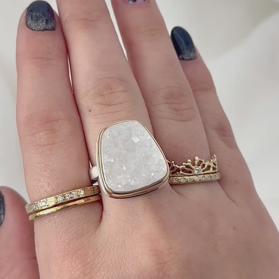 Brazilian White Druzy Ring