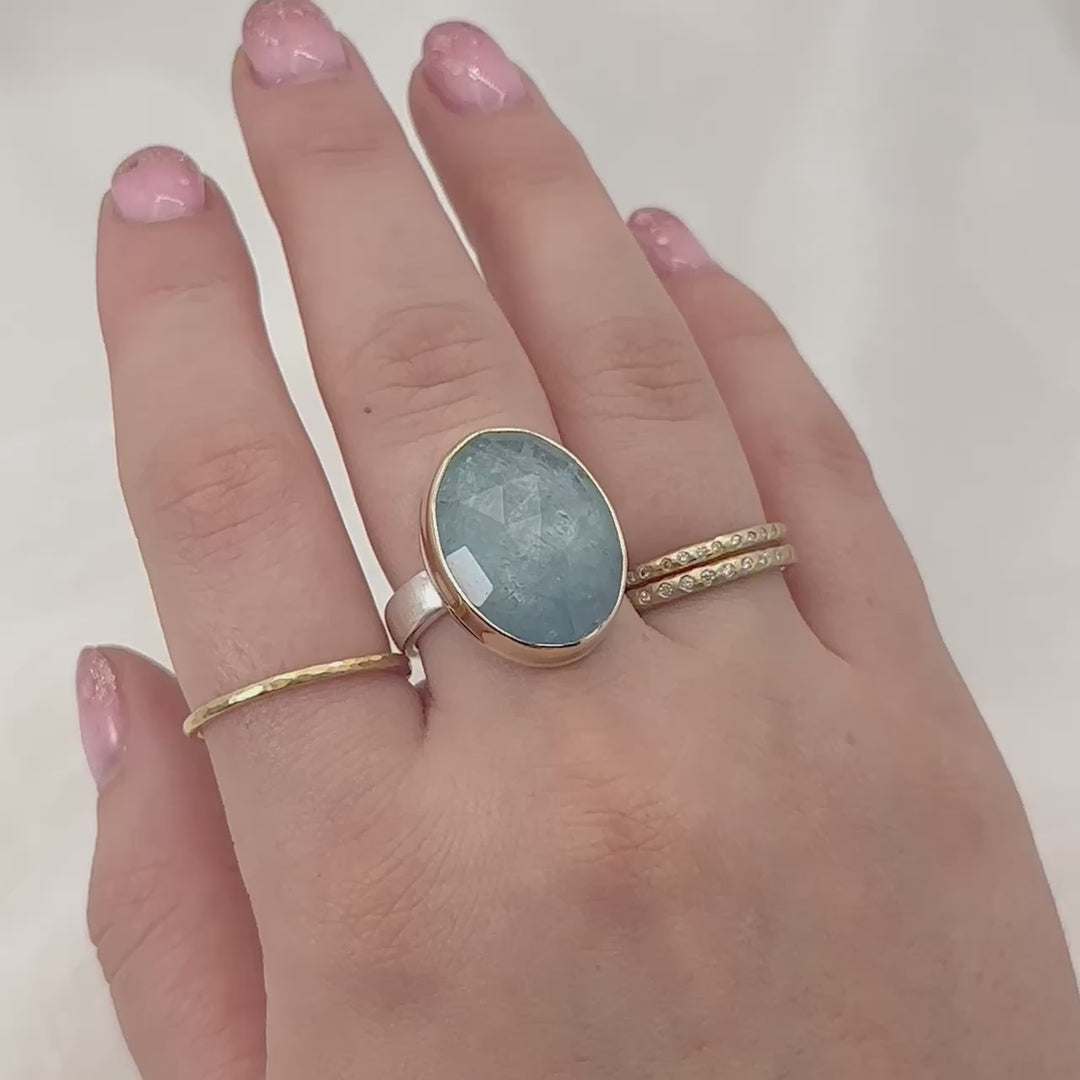 Rose Cut Aquamarine Ring