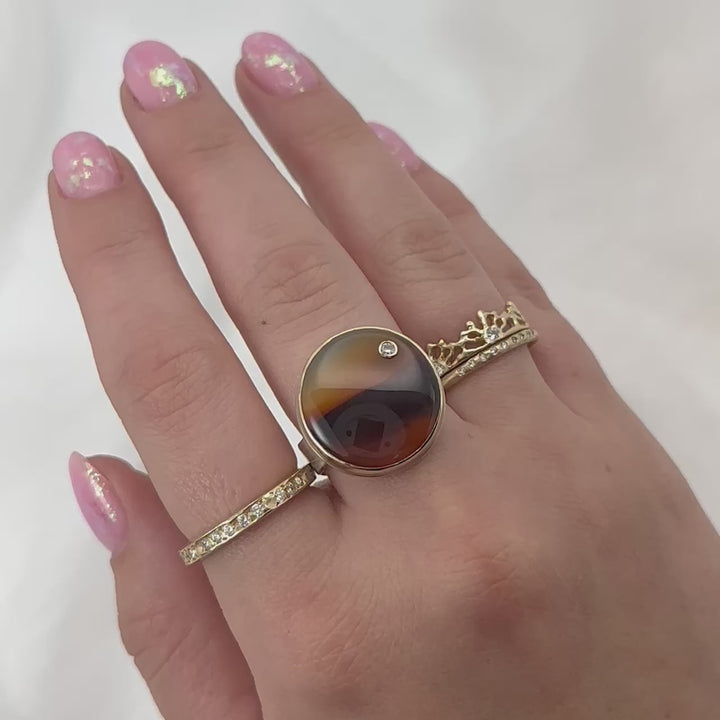 Montana Agate Ring + Diamond Ring