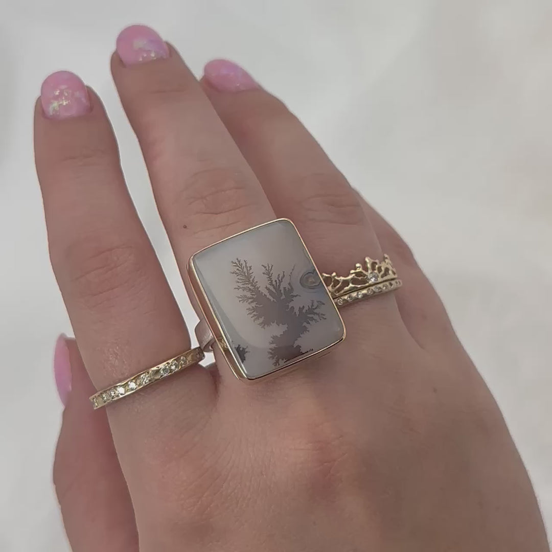 Rectangular Dendritic Agate Ring