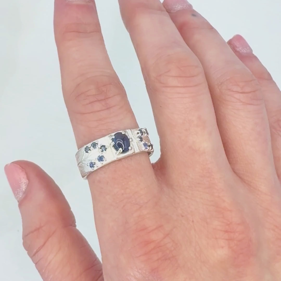 Blue Sapphire Tree of Life Ring