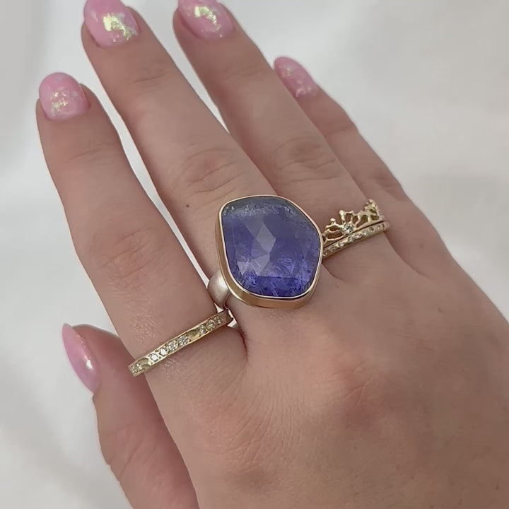 Asymmetrical Rose Cut Tanzanite Ring