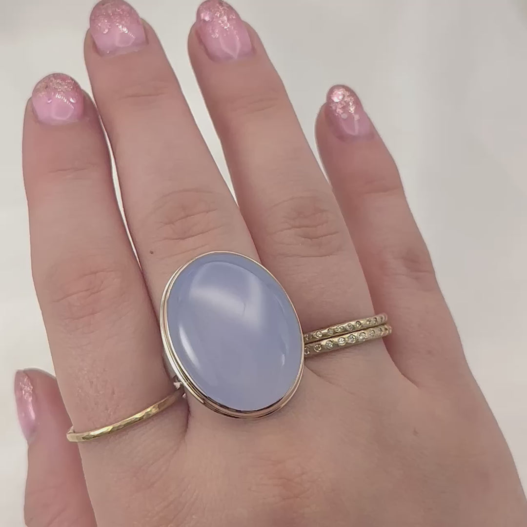 Natural Blue Chalcedony Ring