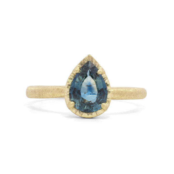 Teardrop Teal Sapphire Ring