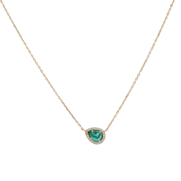 Stella Emerald and Diamond Halo Necklace