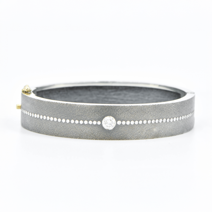 12mm Nori Diamond Silver Bangle Bracelet