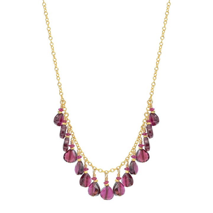 Garnet & Ruby Cluster Bead Necklace