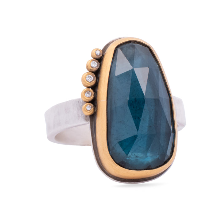 London Blue Topaz Five Diamond Ring