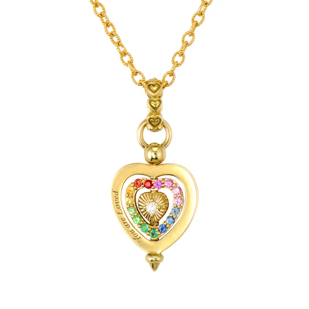 Medium Spinning Heart Rainbow Pendant