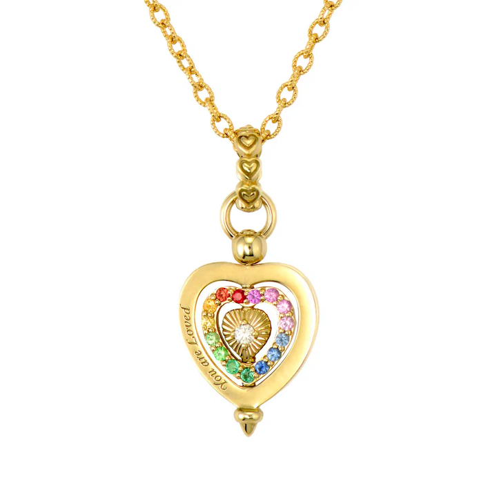 Medium Spinning Heart Rainbow Pendant