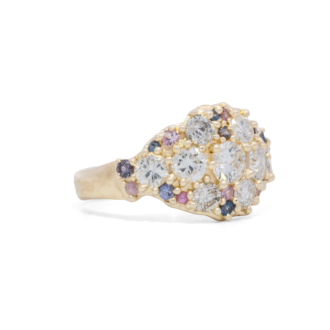 Diamond & Sapphire Cluster Ring