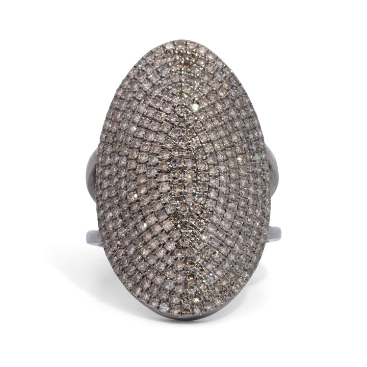 Large Oval Pavé Diamond Split Shank Ring